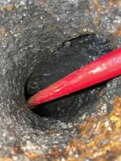 A drain cable fed into the blocked line